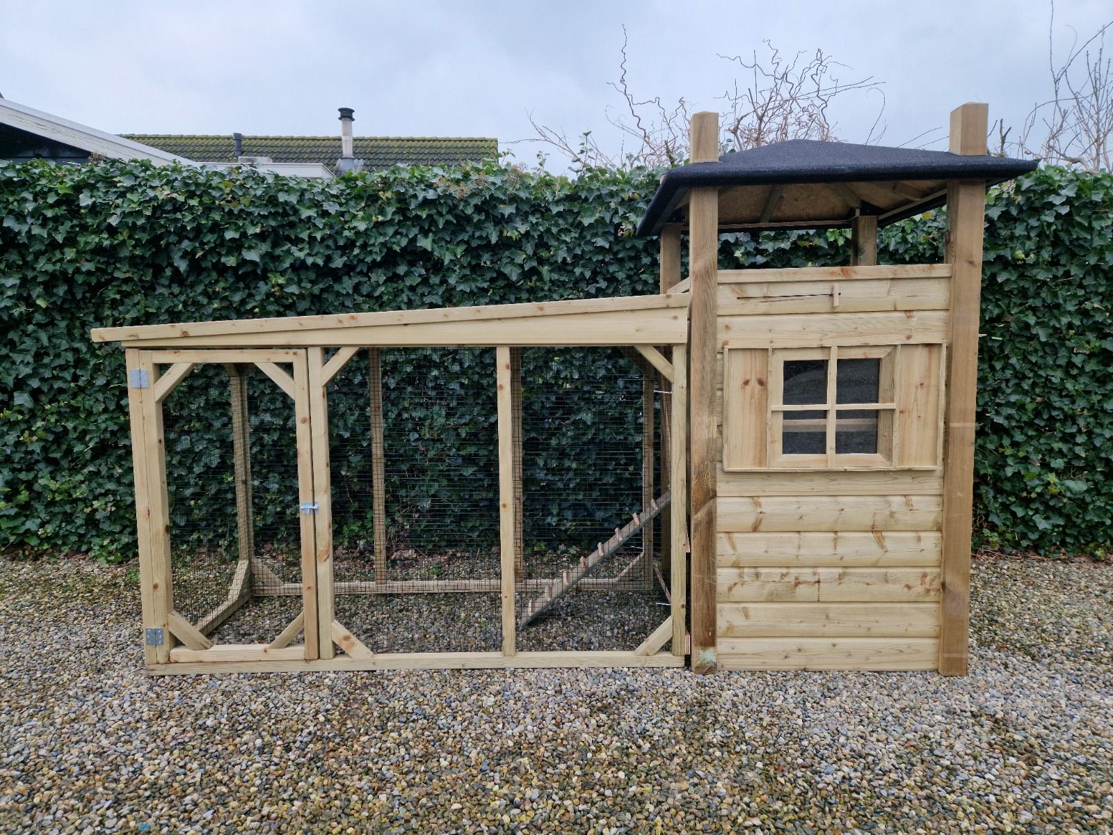 Kippenhok Hooiberg M met ren Geïmpregneerd 