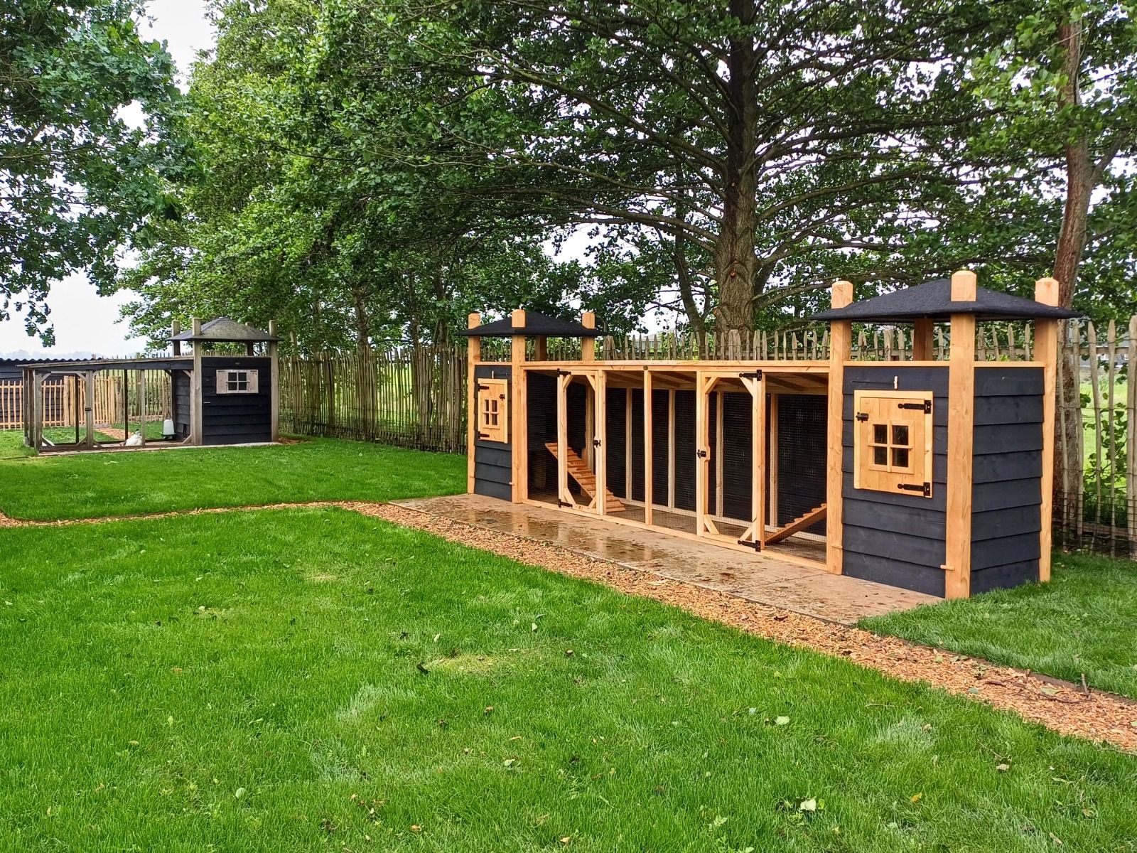 Kippenhok Hooiberg M dubbel nachthok met ren zwart Douglas