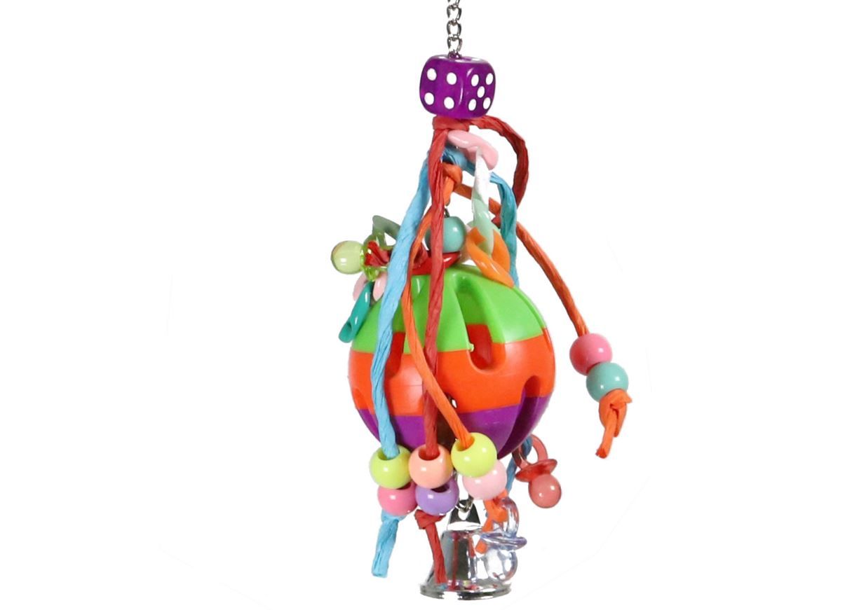 Boon bal + bel + raffia + kralen 23cm