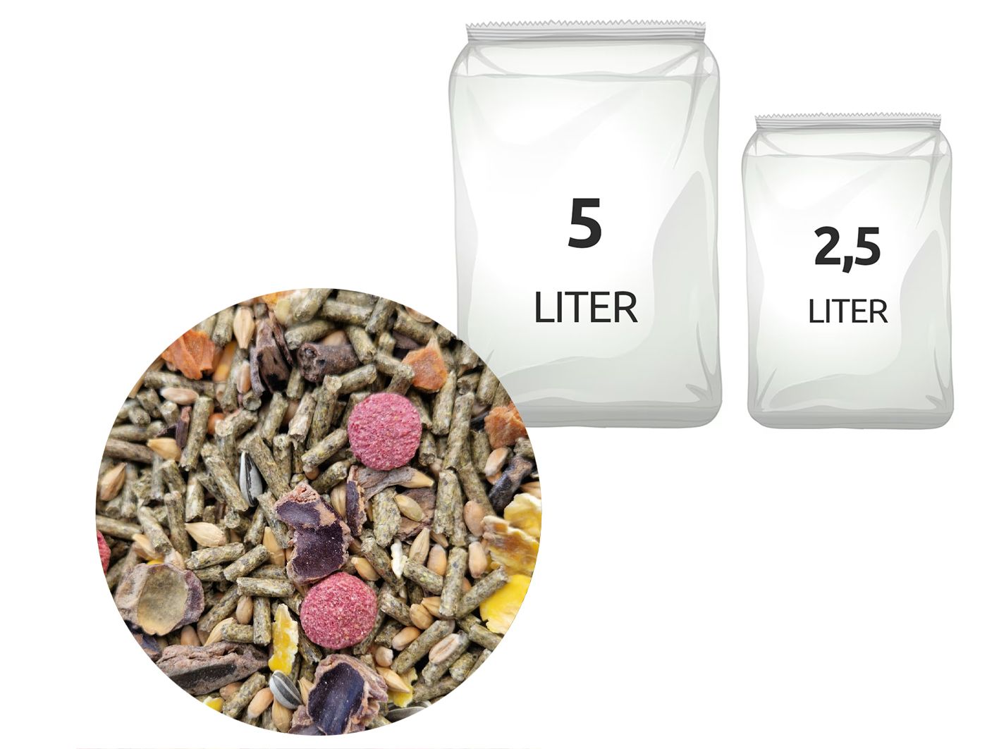 Gemengd konijnenvoer 2,5 / 5 L