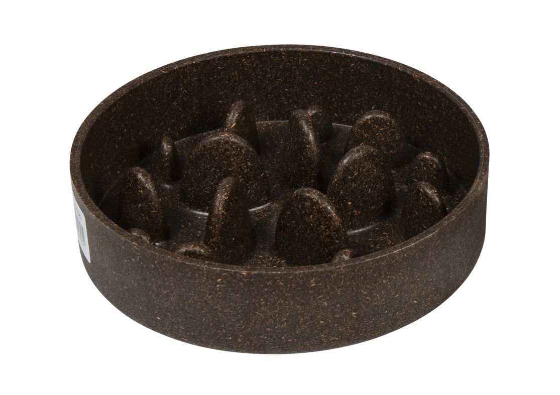 Bamboe Kom Slow Feed Bruin