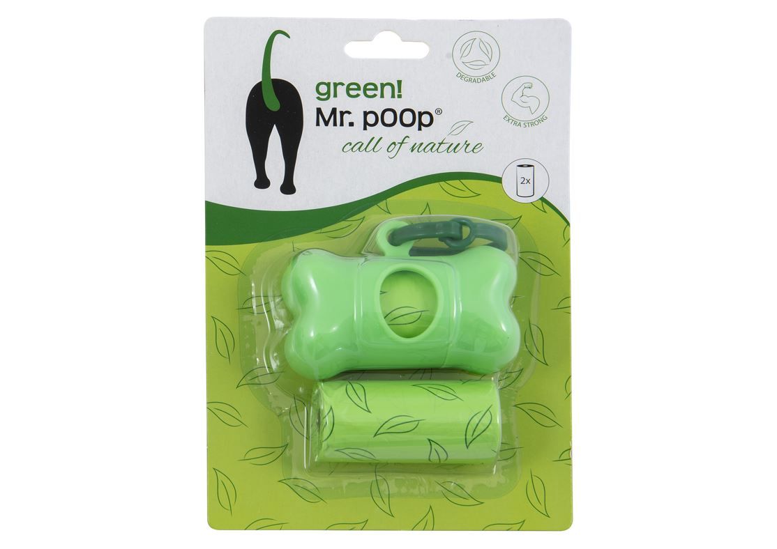 Mr.POOP GREEN! Houder groen+2 Rolletjes-Groen motief
