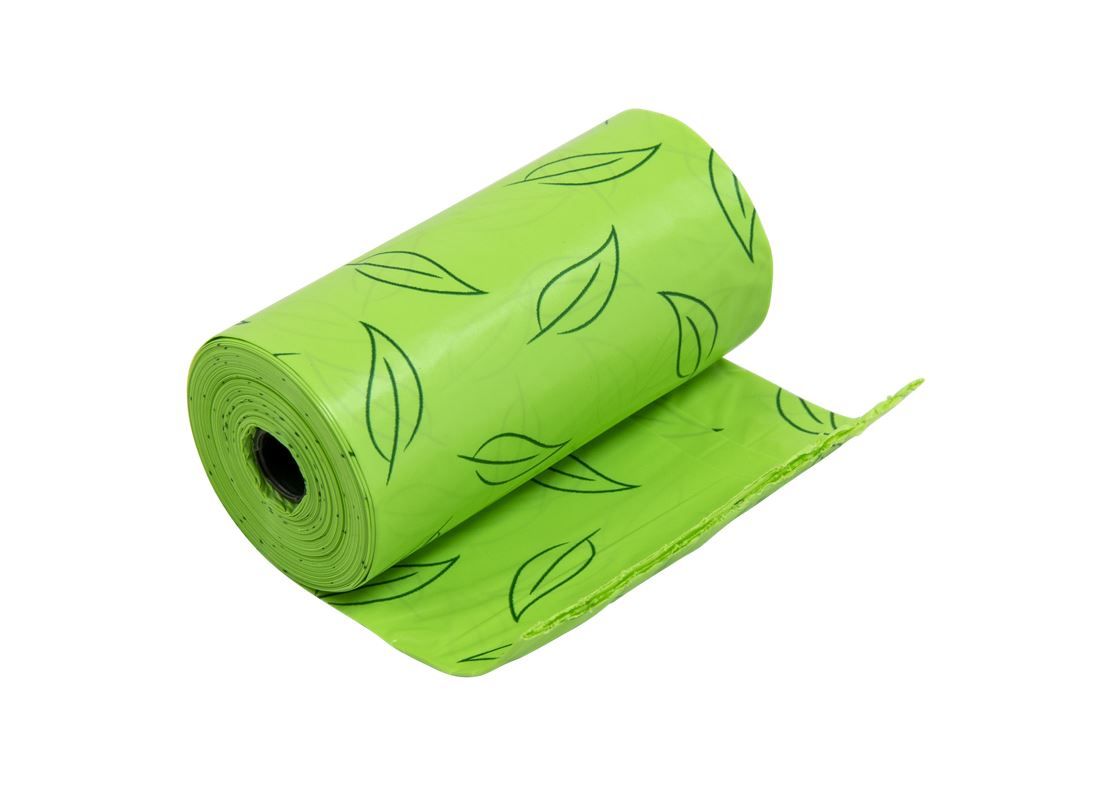 Mr.POOP GREEN! Navul. poepzakjes 4 Rolletjes-Groen motief