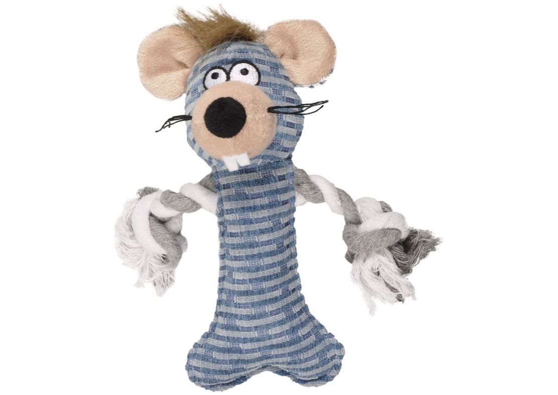 Muis met touw en geluid 22 cm