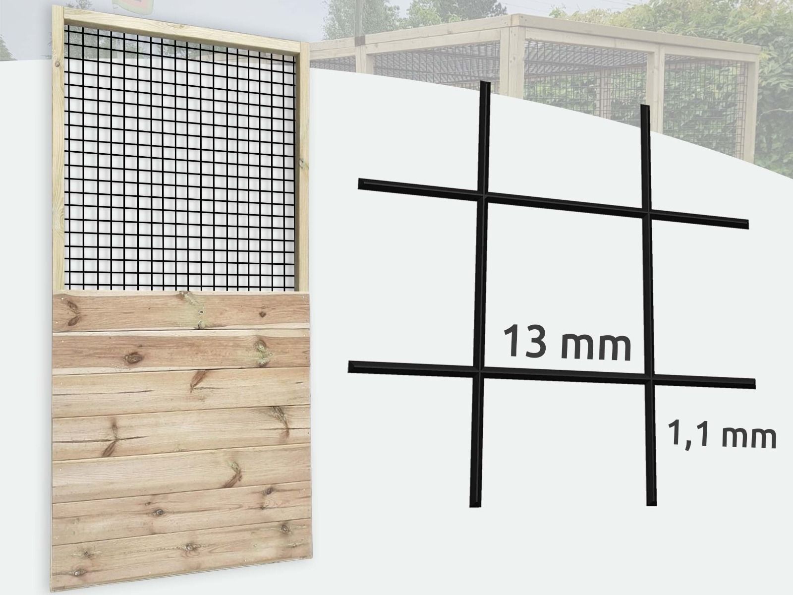 Volièrepaneel 13x13mm | Gaaspaneel half dicht