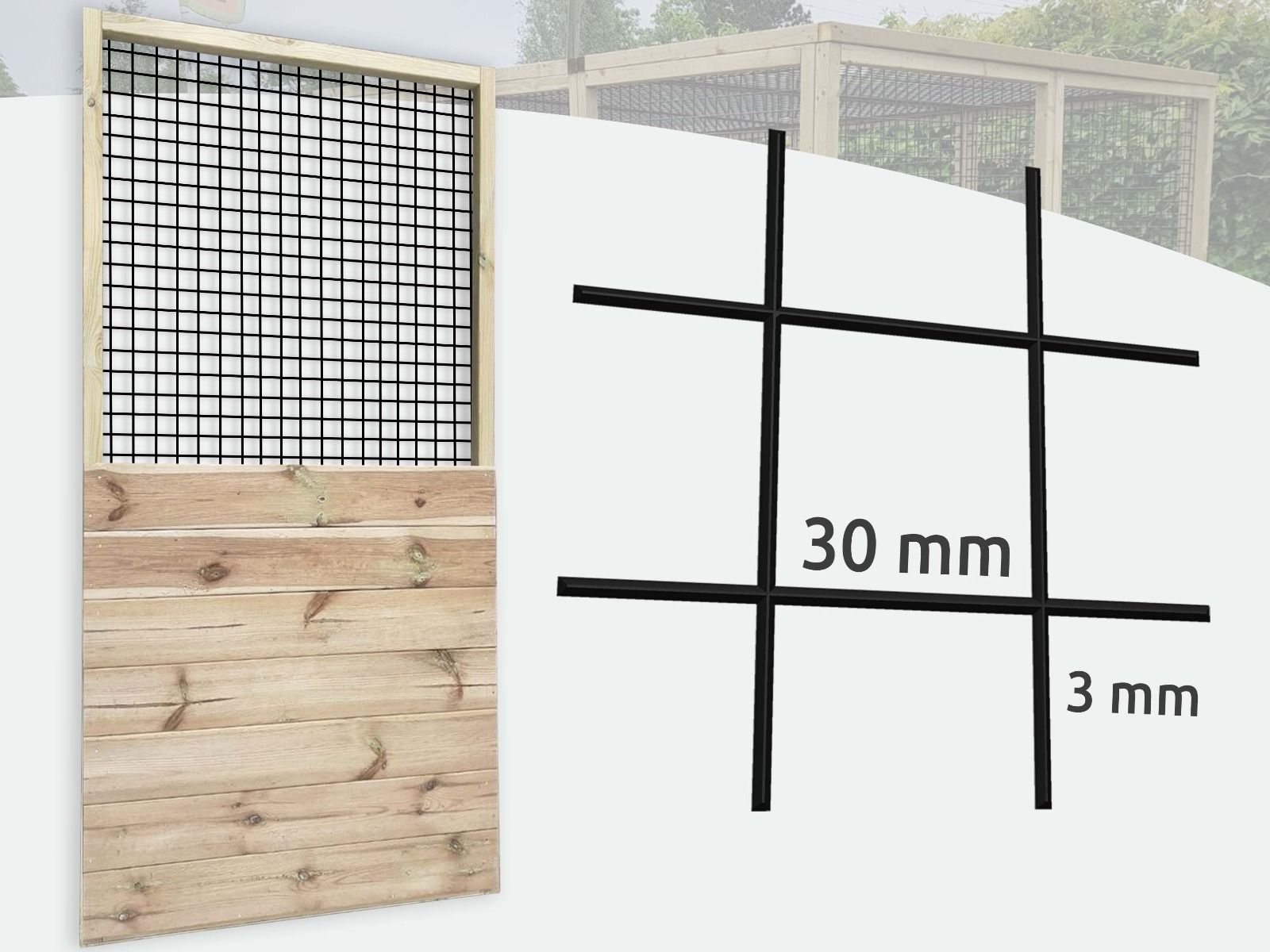 Volièrepaneel 30x30mm | Gaaspaneel half dicht